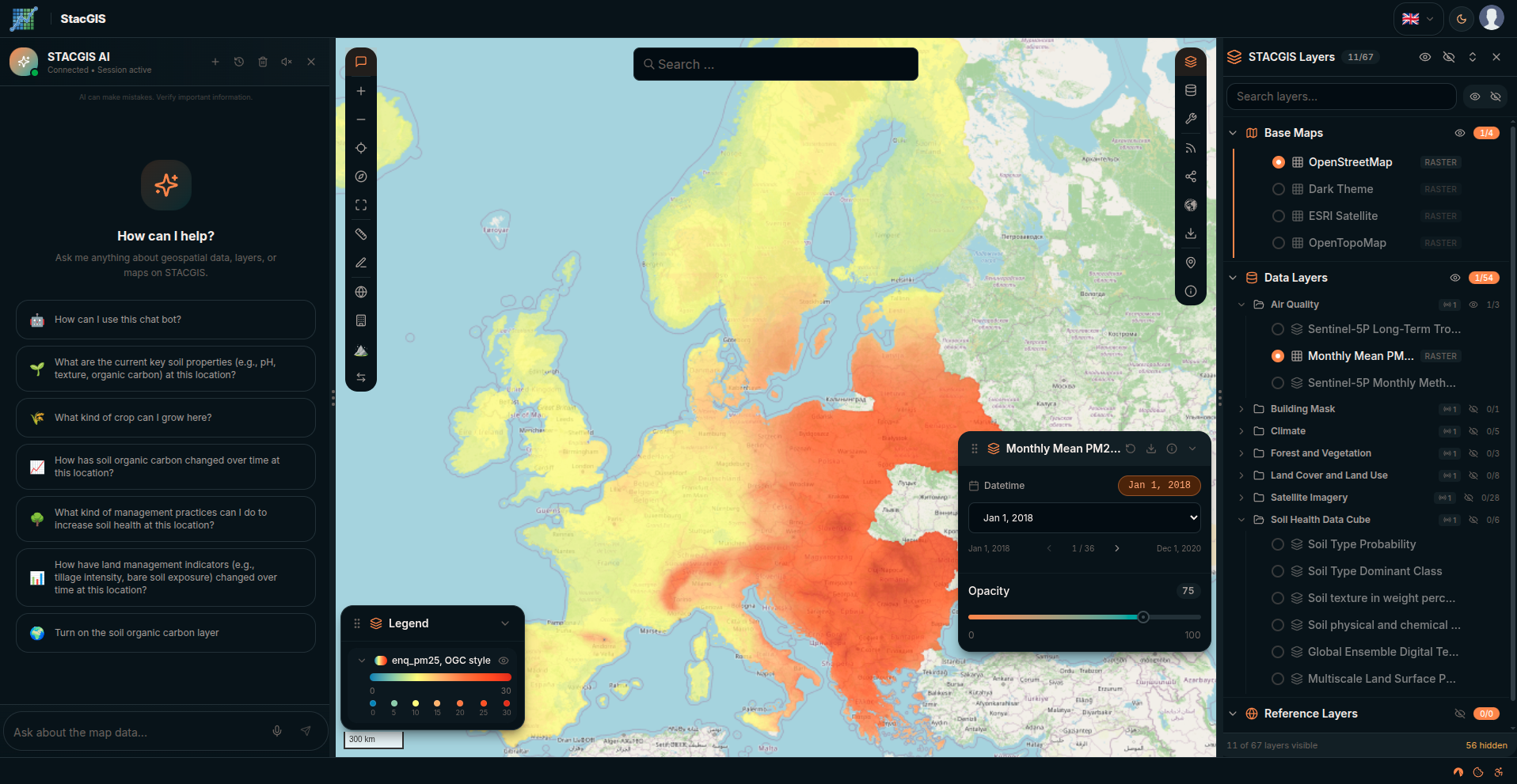 STAC GIS platform screenshot